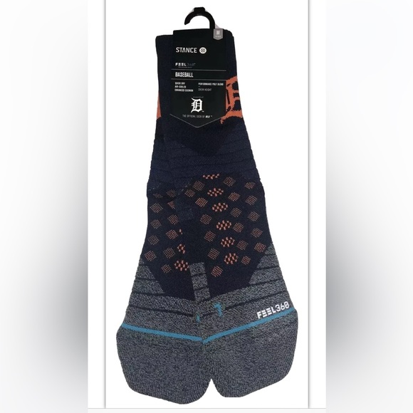 Stance MLB Tigers Diamond Pro Crew Socks 1 Pair Men 6-8.5 Navy Detroit Baseball - Picture 1 of 8